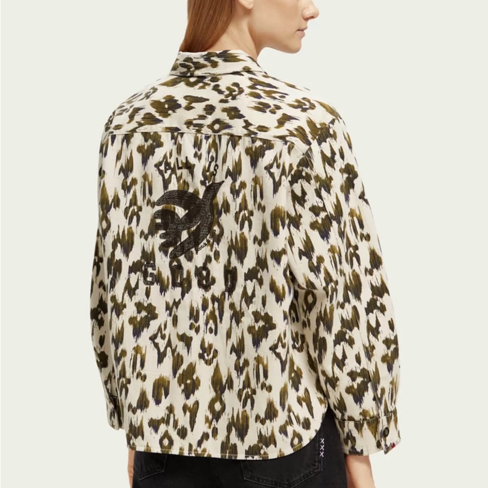 Scotch & Soda Wild Flower Patterned Jacket Military Embroidered Size 42 XL Women
